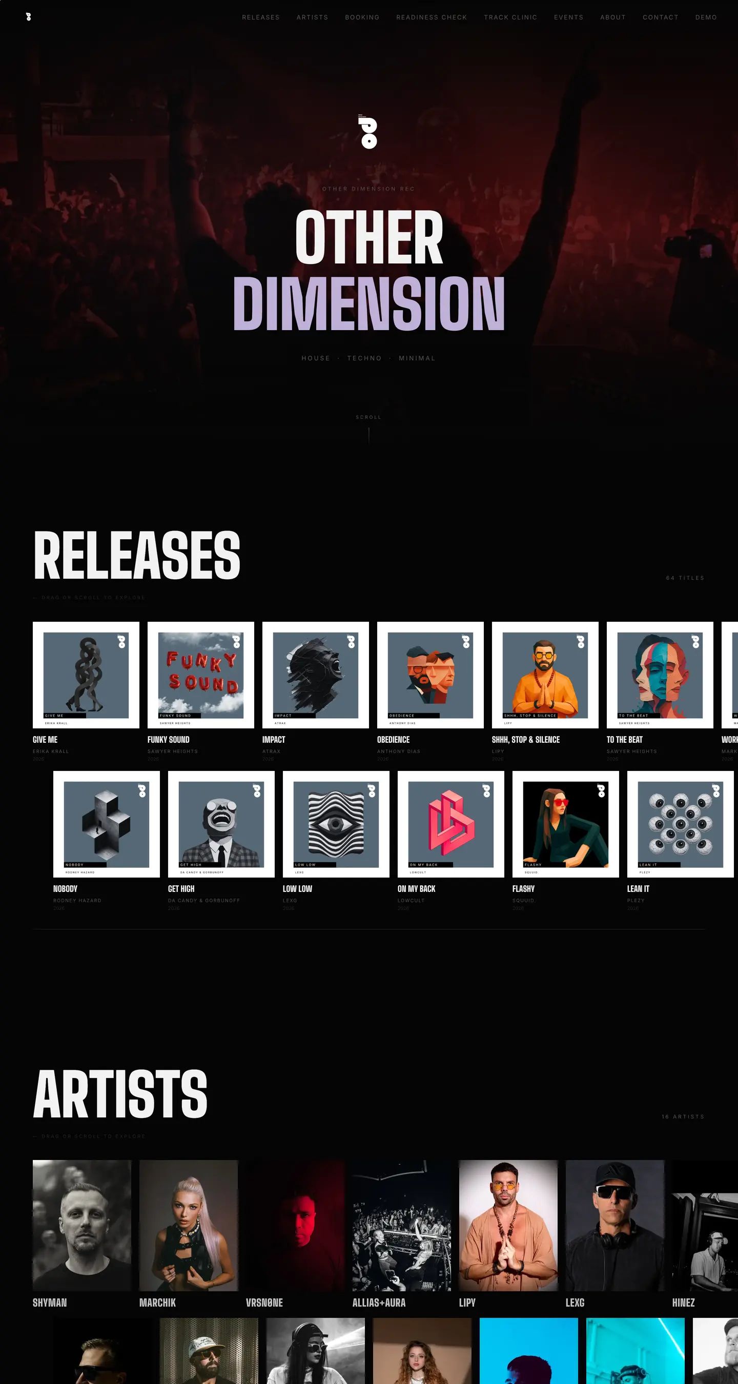 Other Dimension Records website, full page